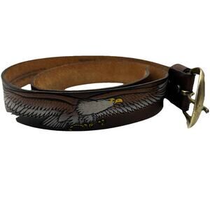 VTG Eagle Leather Works Sz 40 leather made in the USA Handcrafted brass style